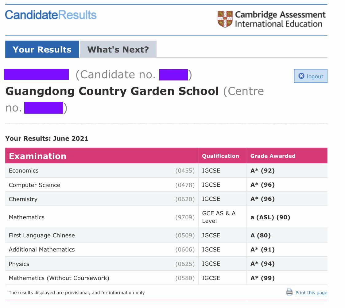 My IGCSE Results (June 2021)